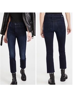 Mother The Hustler Ankle Fray Raw Hem Howling At The Disco Ball Dark Jeans